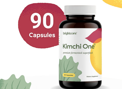Brightcore Nutrition - Kimchi One, Kimchi Powder Capsules, Probiotics, Enzymes, & Antioxidant Supplement, Premium Gut Health Superfood for Overall Well Being, Gluten-Free, 90 Vegan Capsules